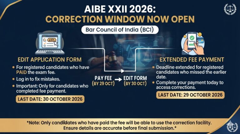 AIBE 22 Correction Window 2026 Open: Edit AIBE XXII Application Form, Dates and Non-Editable Fields 34 AIBE 22 Correction Window 2026 Open Edit AIBE XXII Application Form, Dates and Non-Editable Fields