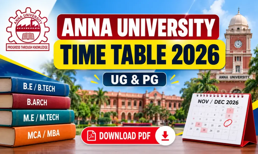 Anna University Time Table 2026 Out: Download UG, PG November–December Exam Schedule PDF 1 Anna University Time Table 2026 Out: Download UG, PG November–December Exam Schedule PDF