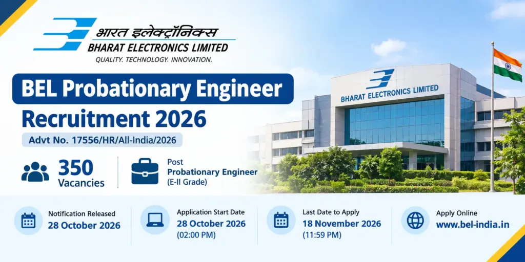 BEL Probationary Engineer Recruitment 2026 Notification Out for 350 Posts, Apply Online 4 BEL Probationary Engineer Recruitment 2026 Notification Out for 350 Posts, Apply Online