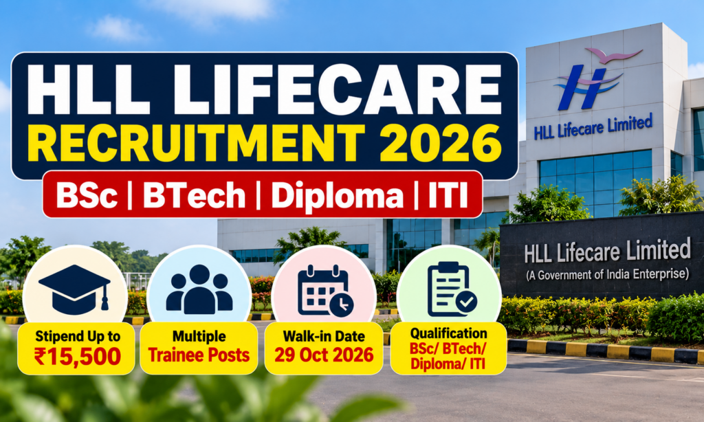 HLL Lifecare Recruitment 2026: Walk-in for Trainee Posts, Salary Up to ₹15,500 1 HLL Lifecare Recruitment 2026: Walk-in for Trainee Posts, Salary Up to ₹15,500
