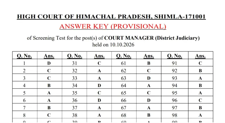 HP High Court Answer Key 2026 Out, Download Final Response Sheet PDF 3 HP High Court Answer Key 2026 Out, Download Final Response Sheet PDF