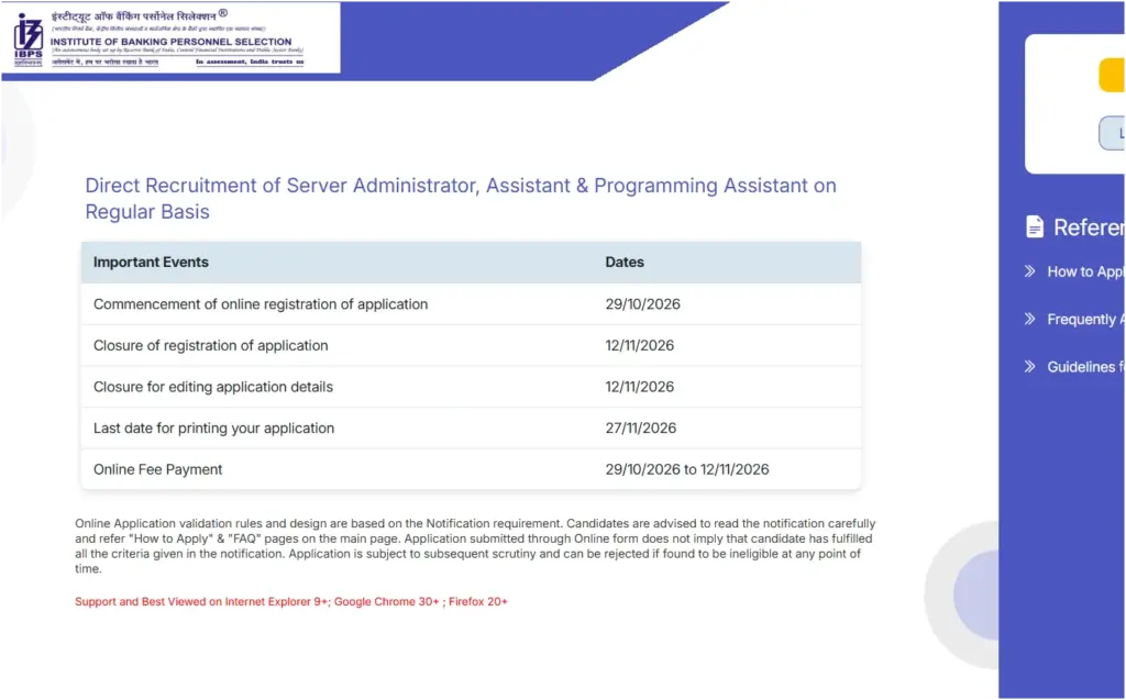 IBPS Recruitment 2026, Apply Online For Server Administrator, Assistant & Programming Assistant Posts 1 IBPS Recruitment 2026 Notification Out @ibps.in, Apply Online For Server Administrator, Assistant & Programming Assistant Posts
