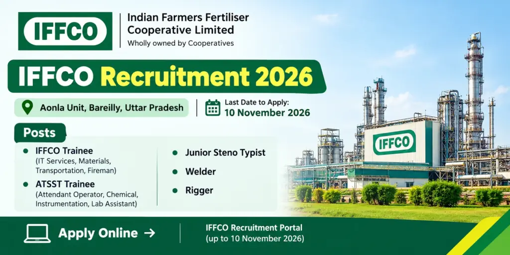 IFFCO Recruitment 2026 for Trainee, ATSST, Junior Steno Typist, Welder, Rigger Posts, Apply Online 1 IFFCO Recruitment 2026 for Trainee, ATSST, Junior Steno Typist, Welder, Rigger Posts, Apply Online