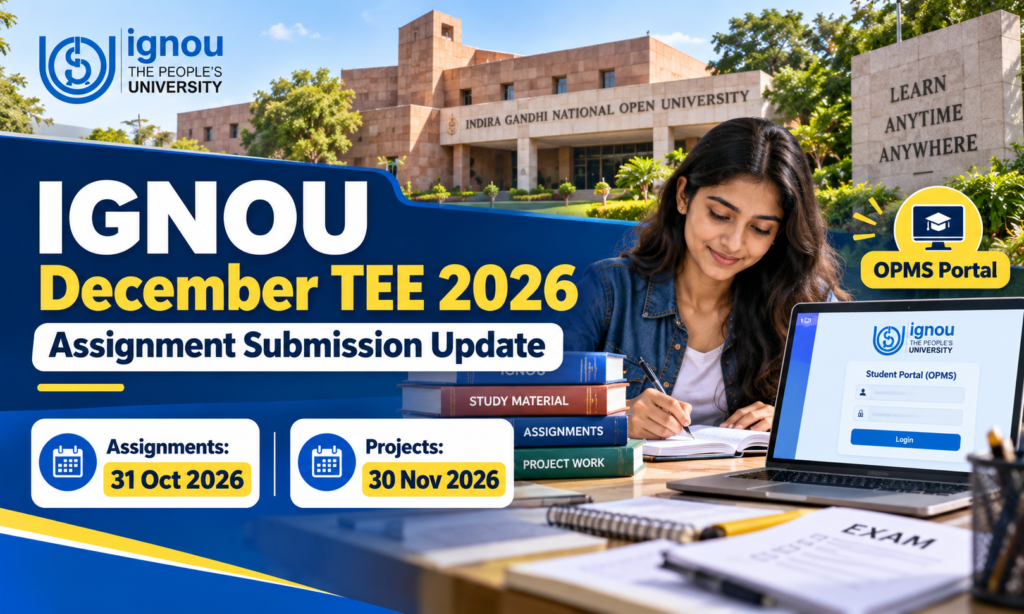 IGNOU December TEE Assignment Submission 2026: OAMS Portal Launched, Submit Assignment 1 IGNOU December TEE Assignment Submission 2026: OAMS Portal Launched, Submit Assignment