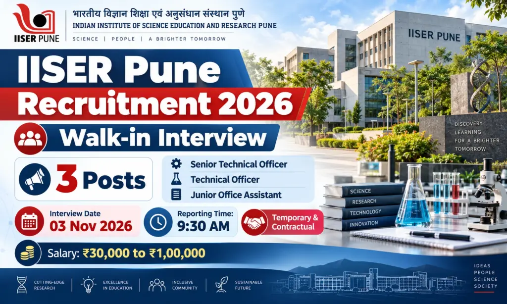 IISER Pune Recruitment 2026: Walk-in Interview for Officer and Assistant Posts 1 IISER Pune Recruitment 2026: Walk-in Interview for Officer and Assistant Posts