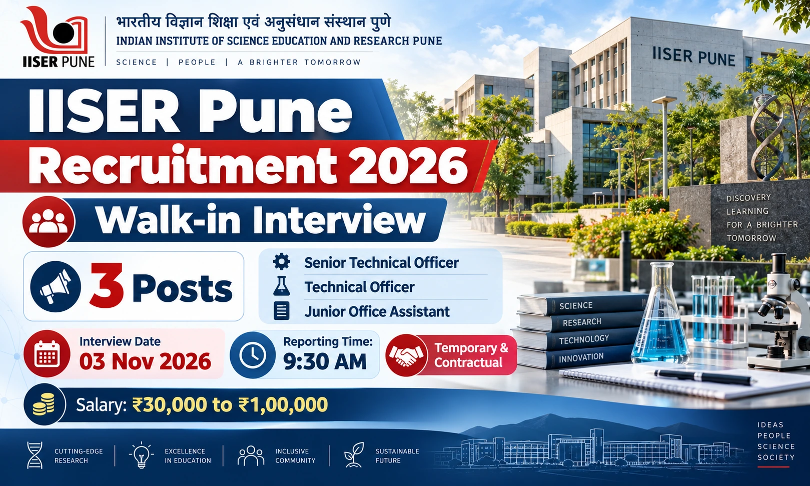 IISER Pune Recruitment 2026: Walk-in Interview for Officer and Assistant Posts