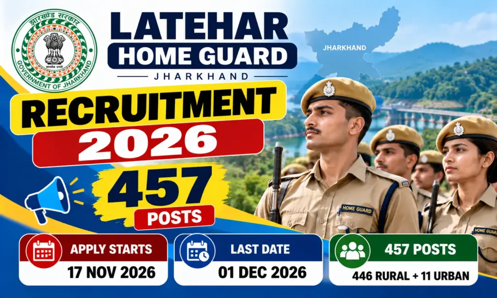 Jharkhand Home Guard Recruitment 2026: Apply Online for 457 Vacancies 1 Jharkhand Home Guard Recruitment 2026: Apply Online for 457 Vacancies