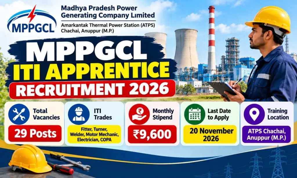 MPPGCL ITI Apprentice Recruitment 2026: Apply Online for Electrician, Fitter and More Posts 1 MPPGCL ITI Apprentice Recruitment 2026: Apply Online for Electrician, Fitter and More Posts