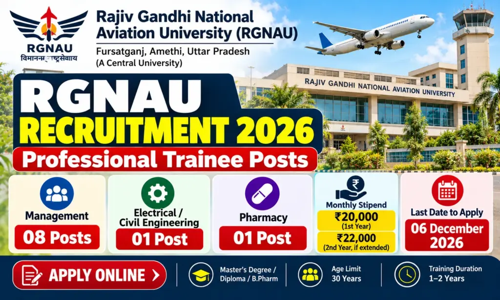 RGNAU Professional Trainee Recruitment 2026: Apply Online 1 RGNAU Professional Trainee Recruitment 2026: Apply Online