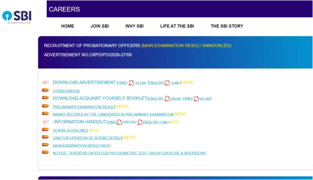 SBI PO Mains Score Card 2026: Release Status, Marks Details and Download Steps 1 SBI PO Mains Score Card 2026 Release Status, Marks Details and Download Steps