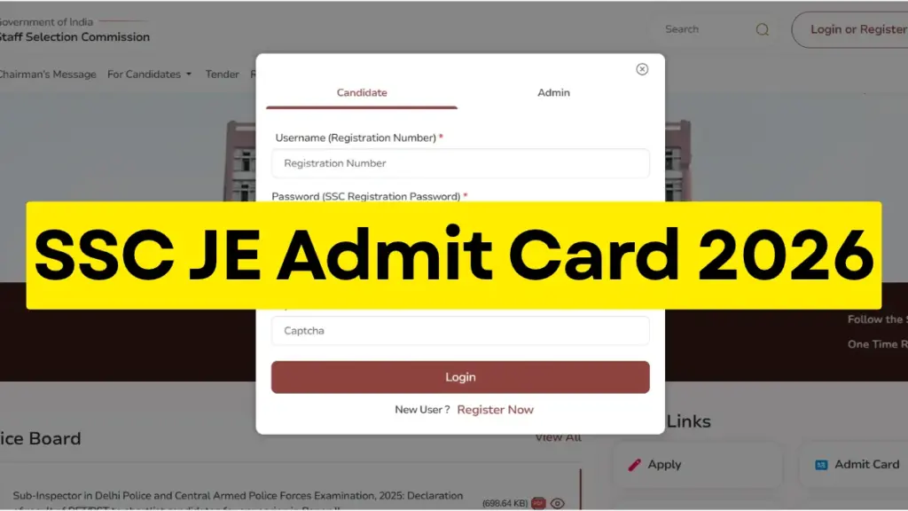 SSC JE Admit Card 2026 Out: Download Tier 1 Hall Ticket Link Active at ssc.gov.in 1 SSC JE Admit Card 2026 Tier 1 hall ticket download at ssc.gov.in