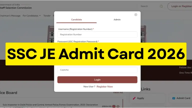 SSC JE Admit Card 2026 Out: Download Tier 1 Hall Ticket Link Active at ssc.gov.in 2 SSC JE Admit Card 2026 Tier 1 hall ticket download at ssc.gov.in