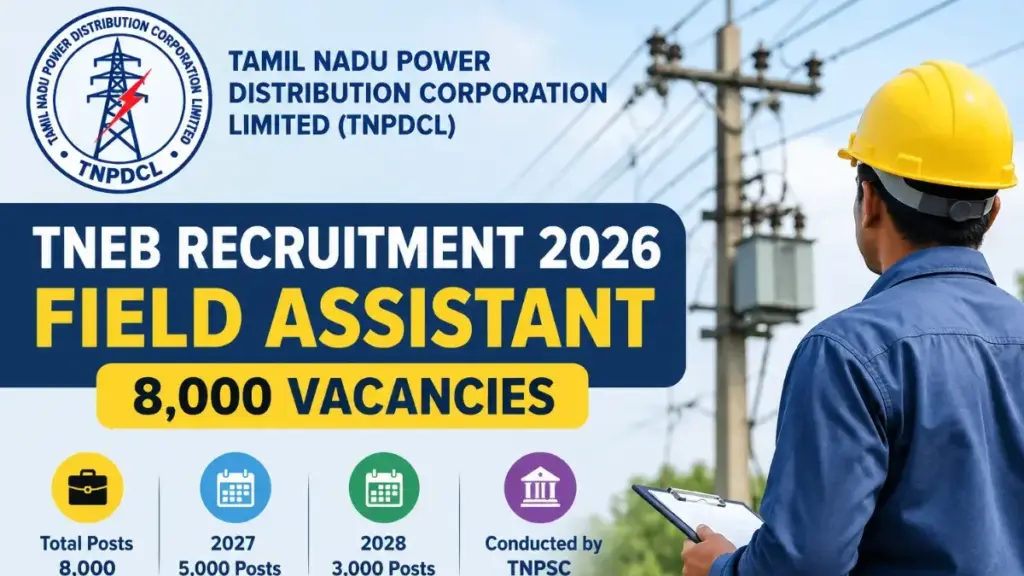 TNEB TNPDCL Field Assistant Recruitment 2026 for 8,000 Vacancies, Notification Soon @tnpsc.gov.in 1 TNEB TNPDCL Field Assistant Recruitment 2026 for 8,000 Vacancies, Notification Soon @tnpsc.gov.in