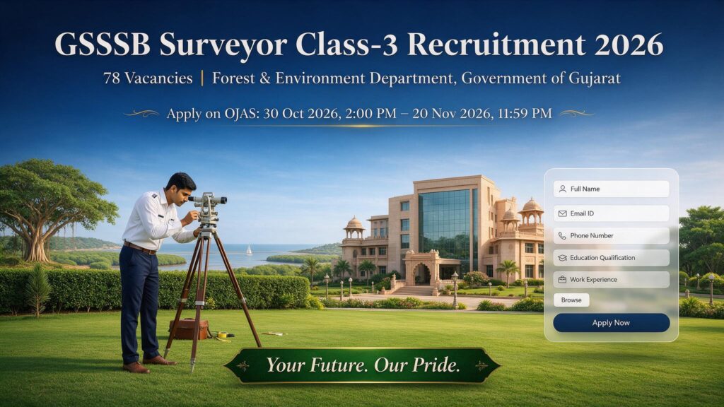 GSSSB Surveyor Recruitment 2026 Notification Out, Apply Online For 78 Posts @ojas.gujarat.gov.in 1 GSSSB Surveyor Recruitment 2026 Notification Out, Apply Online For 78 Posts @ojas.gujarat.gov.in