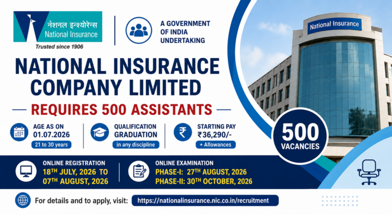 NICL Assistant Recruitment 2026, Prelims Exam Schedule Out for 500 Vacancies 25 NICL Assistant Recruitment 2026, Notification Out, 500 Vacancy, Dates