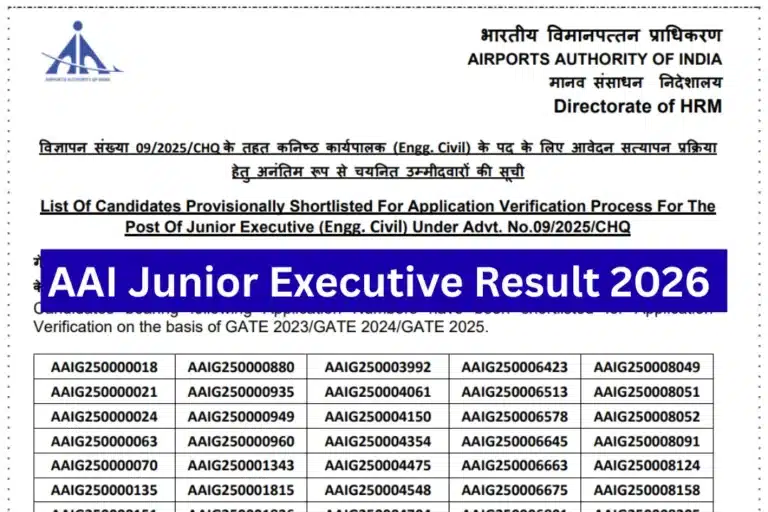 AAI Junior Executive Result PDF Out for Civil & Electrical Posts at aai.aero – Download Now 6 AAI Junior Executive Result 2026