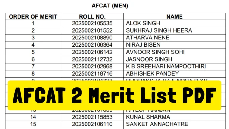 IAF AFCAT 2 Merit List OUT, Check AFSB Recommended List PDF 19 AFCAT 2 Merit List PDF