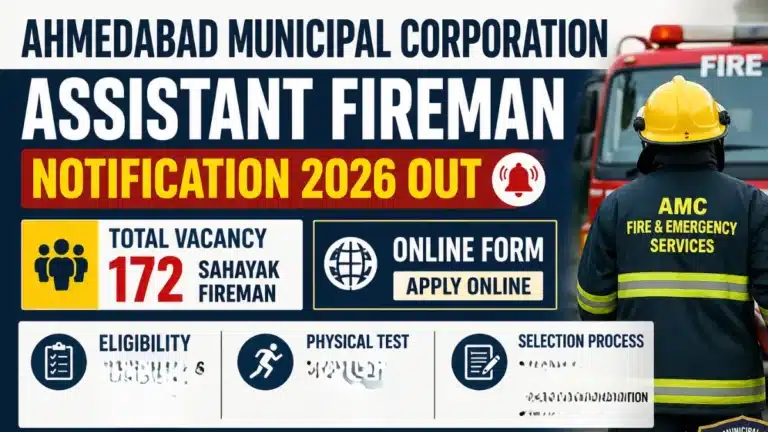 AMC Assistant Fireman Notification 2026 Out, Online Form for 172 Sahayak Fireman, Eligibility, Physical Test 29 AMC Assistant Fireman Notification 2026