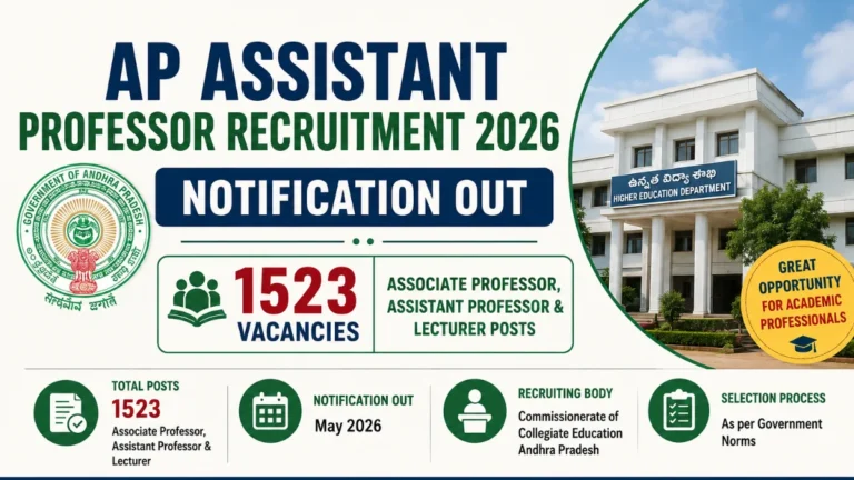 AP Assistant Professor Recruitment 2026 for 1523 Associate Professor, Assistant Professor & Lecturer Posts 15 AP Assistant Professor Recruitment 2026 Notification Out for 1523 Associate Professor, Assistant Professor & Lecturer Posts