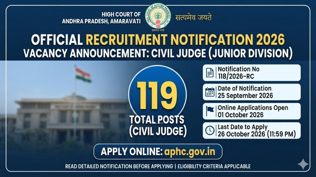 AP High Court Civil Judge Recruitment 2026: 119 Vacancies, Apply Online 1 AP High Court Civil Judge Recruitment 2026
