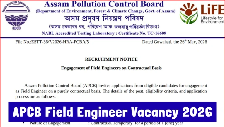 APCB Recruitment 2026 Nification PDF OUT at pcbassam.org, Check Eligibility, How to Apply 2 APCB Field Engineer Vacancy 2026