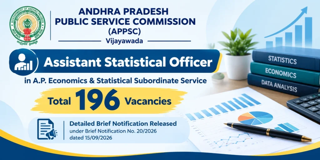 APPSC ASO Recruitment 2026 Notification Out (196 Posts), Apply Online for Assistant Statistical Officer from 13th October 1 APPSC Assistant Statistical Officer Recruitment 2026 Notification Out (196 Posts), Apply Online from 13th October