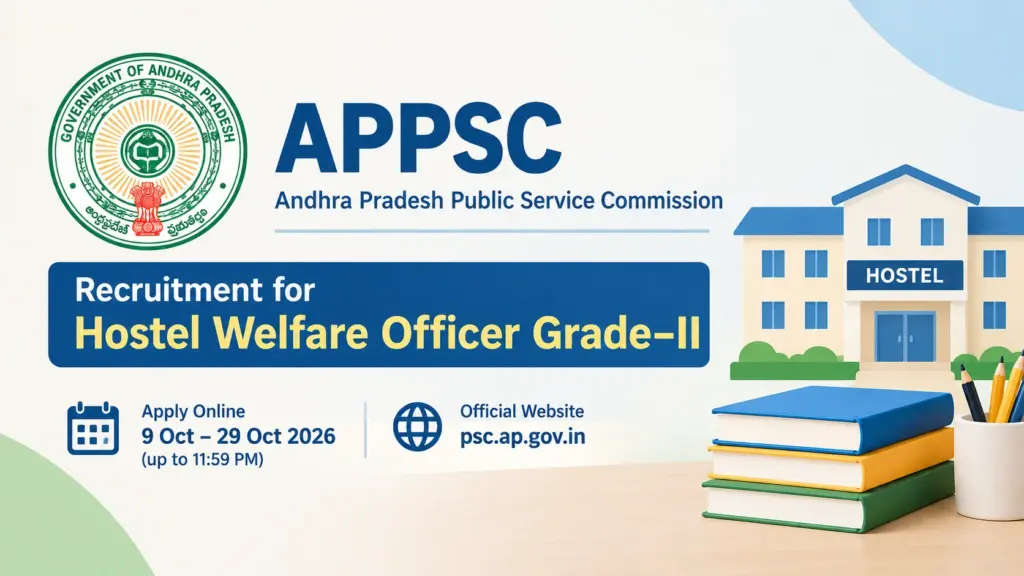 APPSC HWO Recruitment 2026 Notification OUT: Apply Online for Hostel Welfare Officer Starts, Eligibility & Official PDF 1 APPSC HWO Recruitment 2026 Notification OUT: Apply Online for Hostel Welfare Officer Starts, Eligibility & Official PDF