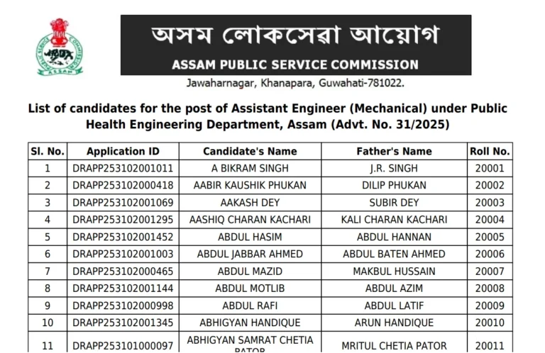 APSC AE Result 2026 OUT, Check Assam Assistant Engineer Merit List PDF, Direct Link Active 13 APSC AE Result 2026 OUT, Check Assam Assistant Engineer Merit List PDF, Direct Link Active