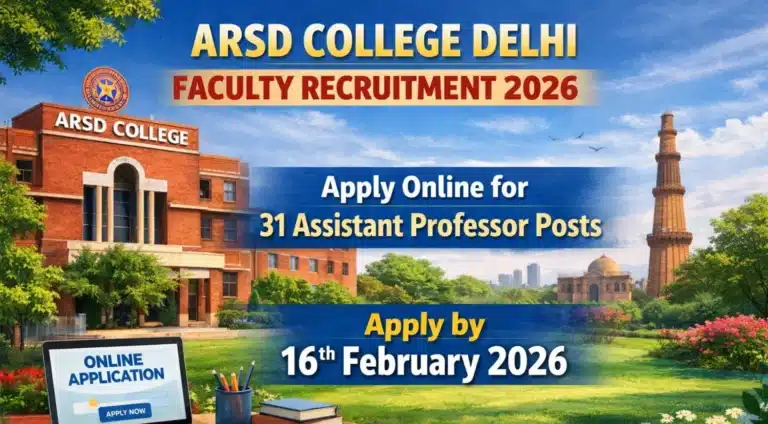 ARSD College Delhi Faculty Recruitment 2026, Apply Online for 31 Assistant Professor Posts by 16th Feb 12 ARSD College Delhi Faculty Recruitment 2026