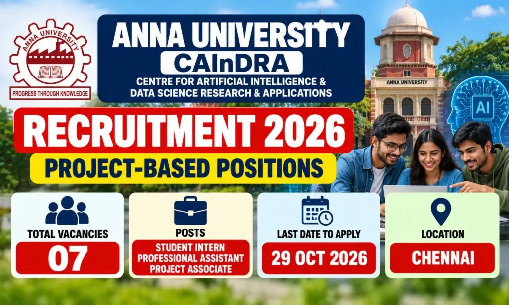Anna University Recruitment 2026: Apply for Student Intern, Professional Assistant and Project Associate Posts 1 Anna University Recruitment 2026: Apply for Student Intern, Professional Assistant and Project Associate Posts
