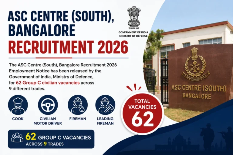 Army ASC Centre South Recruitment 2026 Notification Out, Apply Offline for Fireman, MTS, Cook & More Posts 40 Army ASC Centre South Recruitment 2026 Notification Out