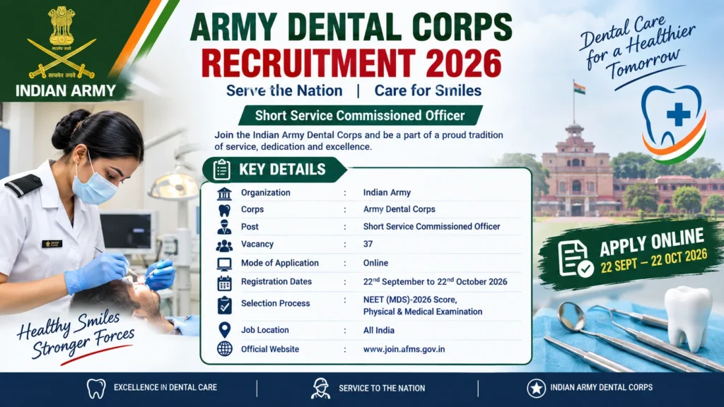 Army Dental Corps Recruitment 2026 Notification Out (37 Posts), Apply Online Before 22nd October 1 Army Dental Corps Recruitment 2026 Notification Out (37 Posts), Apply Online Before 22nd October