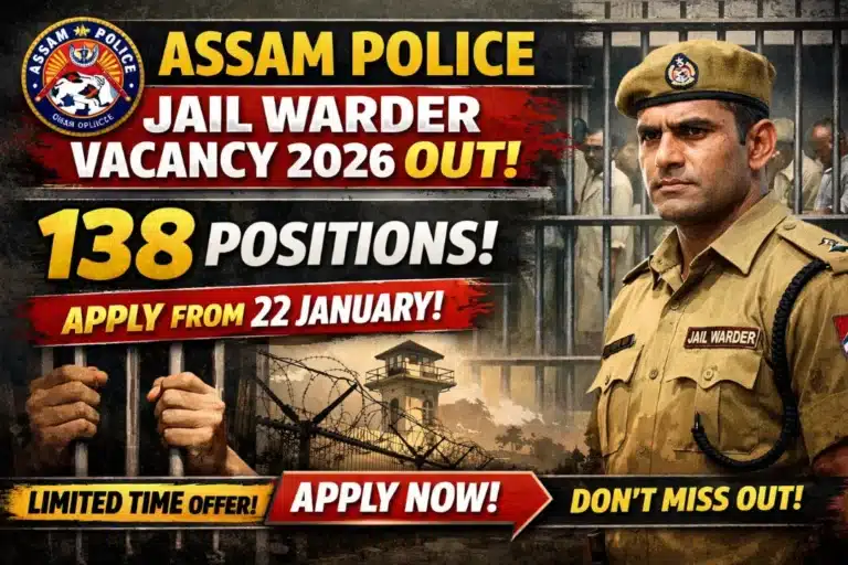 Assam Police Jail Warder Vacancy Notification 2026 OUT for 138 Posts, Apply from 22 January 2 Assam Police Jail Warder Vacancy Notification 2026 OUT for 138 Posts