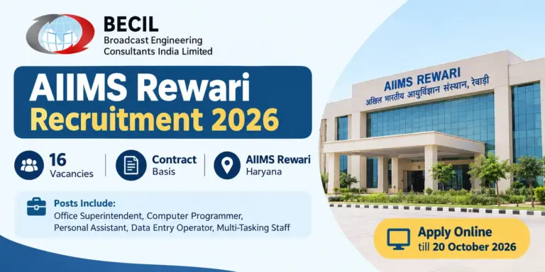 BECIL AIIMS Rewari Vacancy 2026 Out for Personal Assistant, Multi-Tasking Staff & Other Posts, Apply Online at becilregistration.in 17 BECIL AIIMS Rewari Vacancy 2026 Out for 15 Posts, Apply Online at becilregistration.in