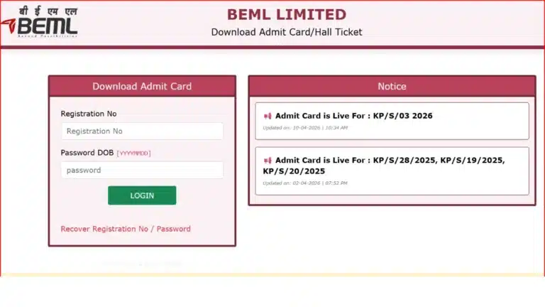 BEML Junior Executive Admit Card 2026 Released @ bemlindia.in, Direct Active Link Here 10 BEML Junior Executive Admit Card 2026