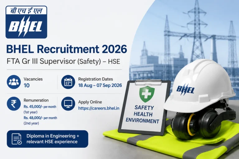 BHEL FTA Supervisor Recruitment 2026 Notification Out, Apply Online at bplcareers.bhel.com 5 BHEL FTA Supervisor Recruitment 2026
