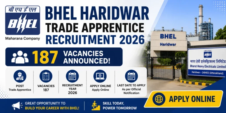 BHEL Haridwar Trade Apprentice Recruitment 2026: 187 Vacancies Announced, Apply Online 18 BHEL Haridwar Trade Apprentice Recruitment 2026