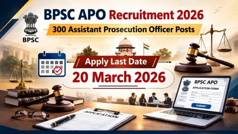 BPSC APO Recruitment 2026 | 300 Assistant Prosecution Officer Posts | Apply Last Date 20 March 21 BPSC APO Recruitment 2026