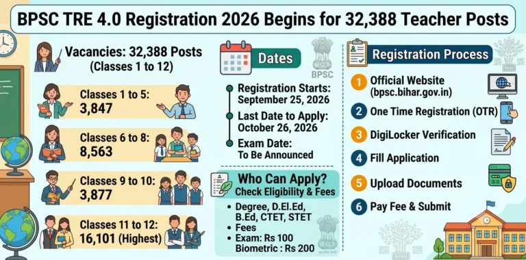 BPSC TRE 4.0 Registration 2026 Begins for 32,388 Posts Vacancies, Dates & Registration Process