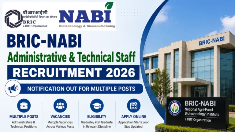 BRIC-NABI Administrative & Technical Staff Recruitment 2026 Notification Out for Multiple Posts 33 BRIC-NABI Administrative & Technical Staff Recruitment 2026