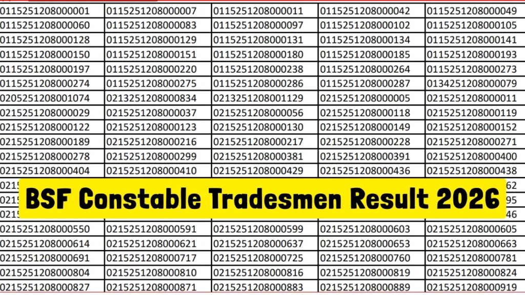 BSF Constable Tradesmen Result 2026 OUT @rectt.bsf.gov.in, 181143 Candidates Shortlisted for Phase 2 Exam 1 BSF Constable Tradesmen Result 2026
