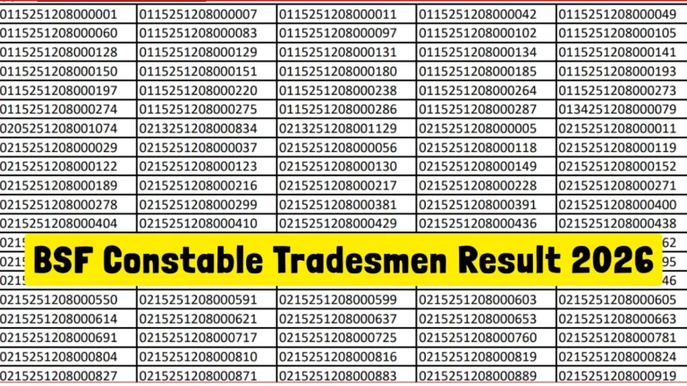 BSF Constable Tradesmen Result 2026 OUT @rectt.bsf.gov.in, 181143 Candidates Shortlisted for Phase 2 Exam 21 BSF Constable Tradesmen Result 2026