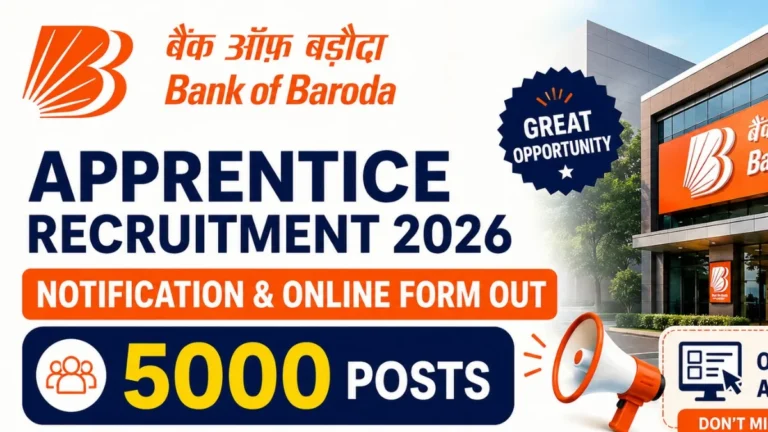 Bank of Baroda Apprentice Recruitment 2026 Out (5000 Vacancies), Online Registration Started 8 Bank of Baroda Apprentice Recruitment 2026