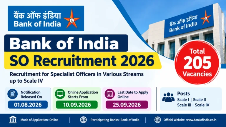 Bank of India SO Recruitment 2026 for 205 Specialist Officer Posts, Apply Date Extended 10 Bank of India SO Recruitment 2026