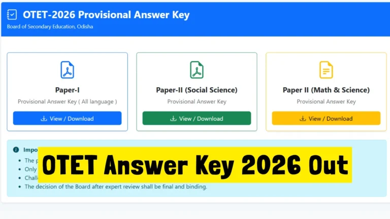 OTET Answer Key 2026 Out