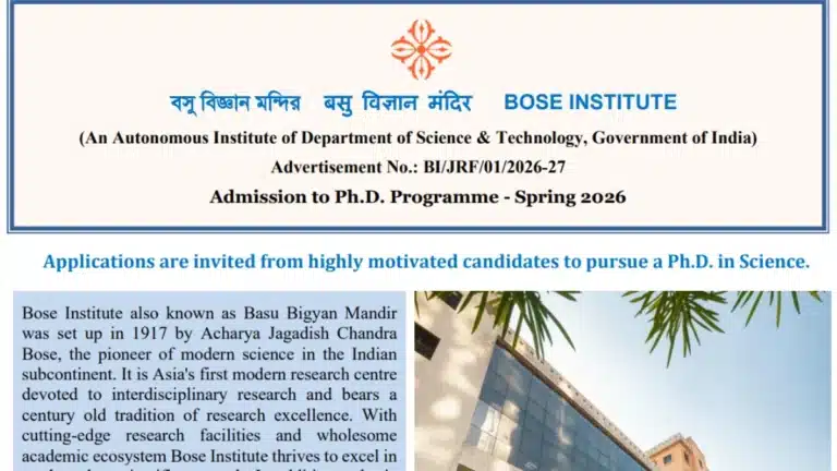 Bose Institute PhD Admission Notification Out for Spring 2026 Session, Apply Online for 41 Research Fellowships 4 Bose Institute PhD Admission Notification Out for Spring 2026 Session, Apply Online for 41 Research Fellowships