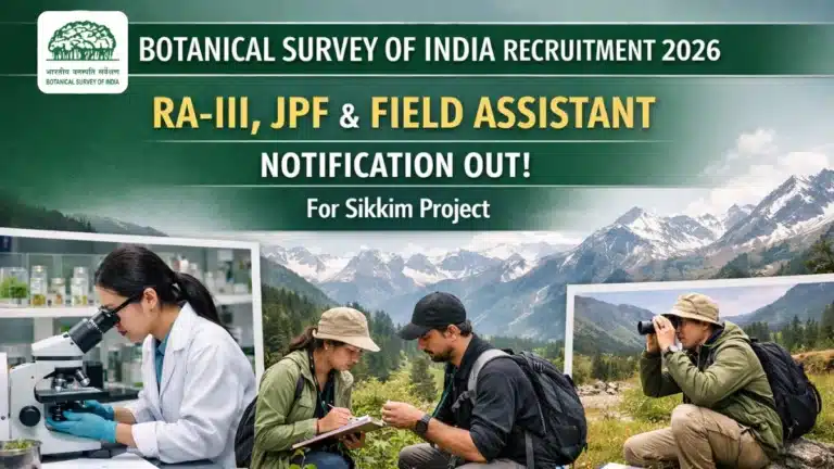 Botanical Survey of India Recruitment 2026: RA-III, JPF & Field Assistant Notification OUT for Sikkim Project 17 Botanical Survey of India Recruitment 2026