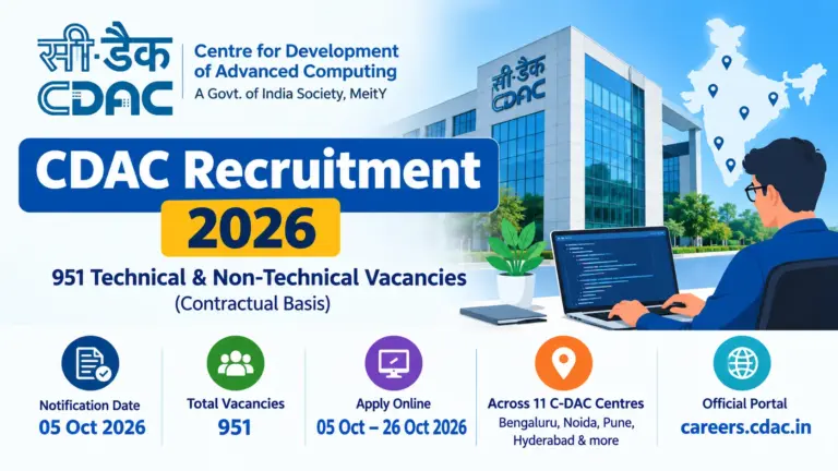CDAC Recruitment 2026 Notification Out for 951 Vacancies – Apply Online till 26 October 18 CDAC Recruitment 2026 Notification Out for 951 Vacancies – Apply Online till 26 October