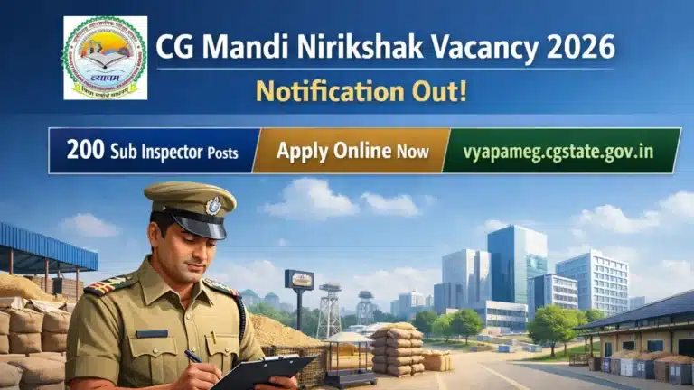 CG Mandi Nirikshak Vacancy 2026 Notification Out, 200 Sub Inspector Posts, Apply Online at vyapameg.cgstate.gov.in 26 CG Mandi Nirikshak Vacancy 2026