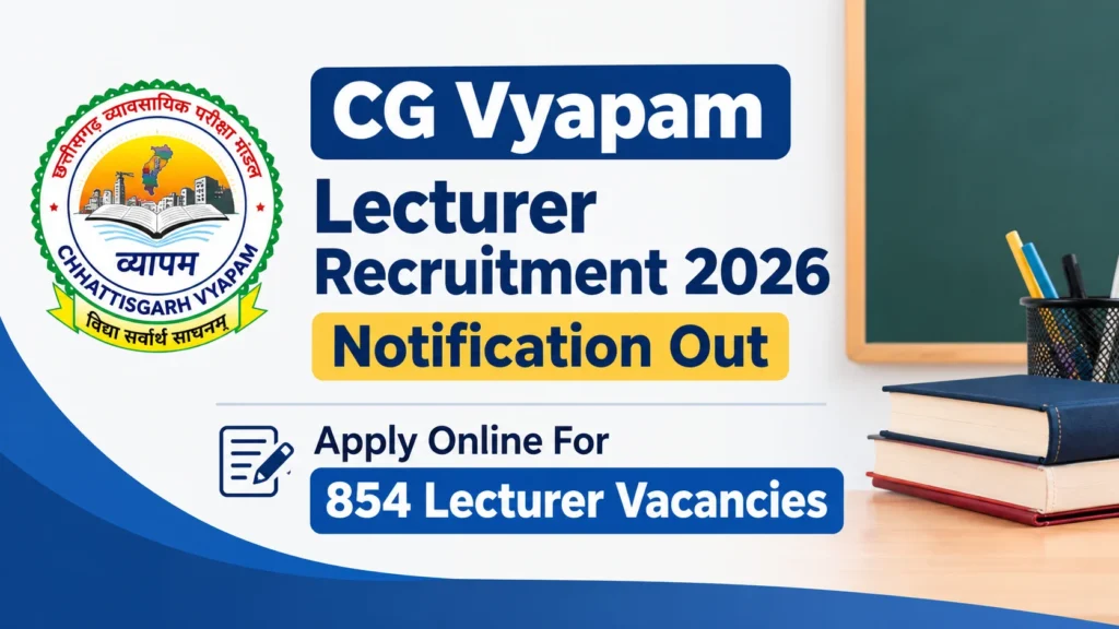 CG Vyapam Lecturer Recruitment 2026 Notification Out, Apply Online For 854 Lecturer Vacancies 1 CG Vyapam Lecturer Recruitment 2026 Notification Out, Apply Online For 854 Lecturer Vacancies